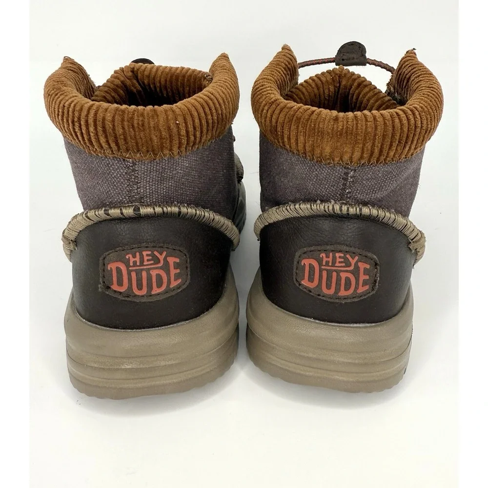 Hey Dude Men's 7 Bradley Corduroy‎ Collar Canvas Brown Ankle Boots New W/O Box
